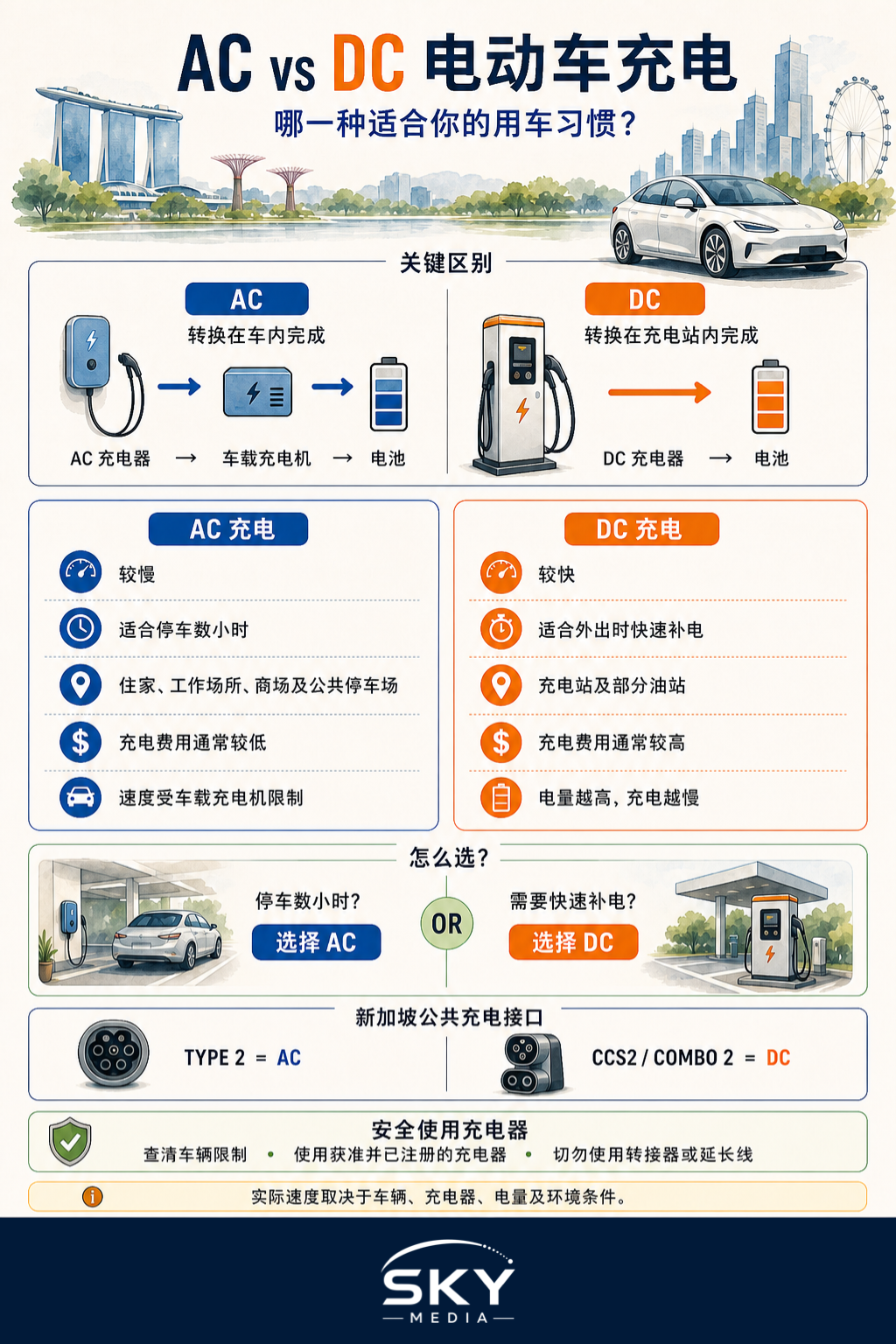 交流与直流电动车充电详解信息图