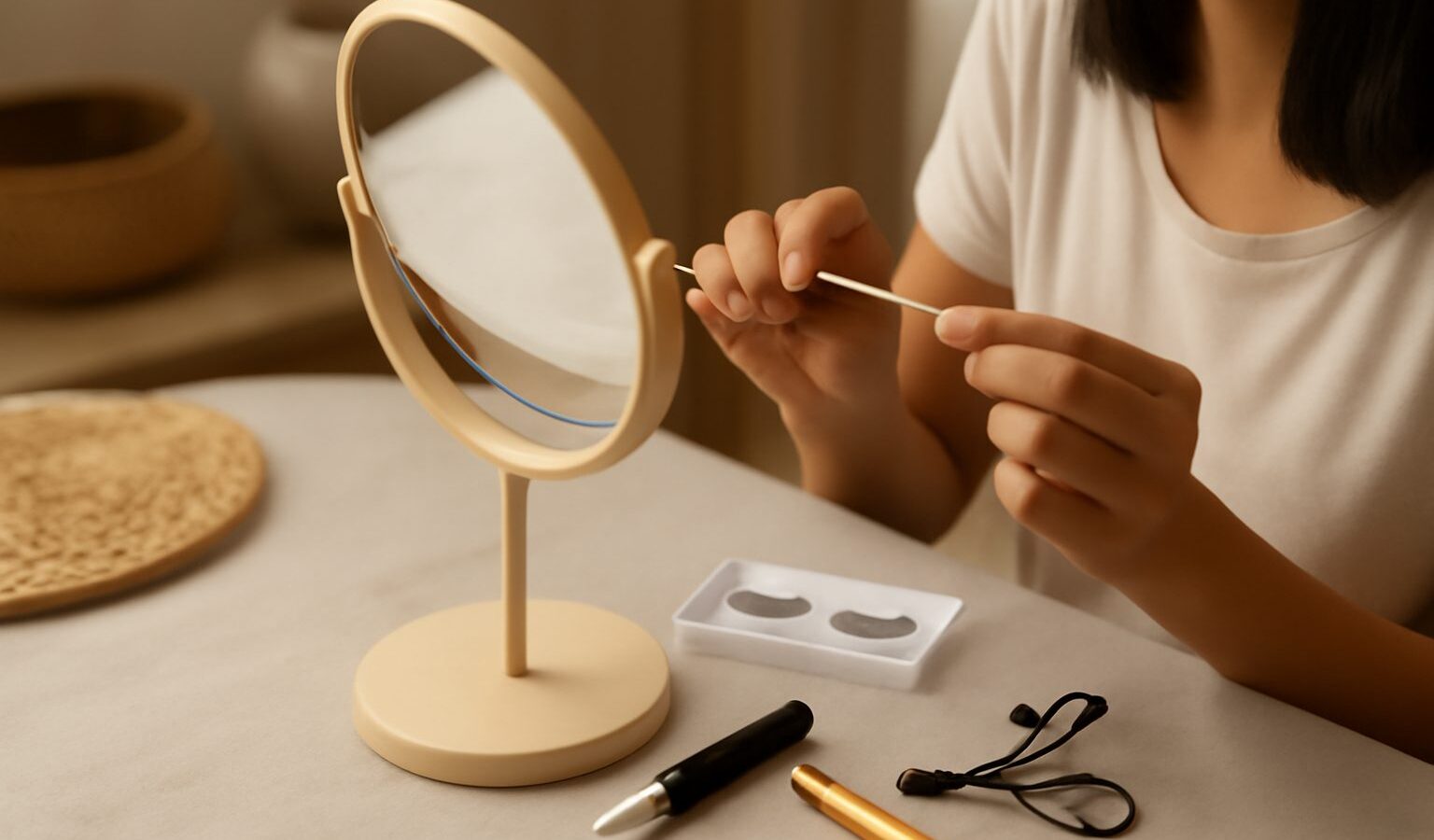 Applying False Lashes at Home