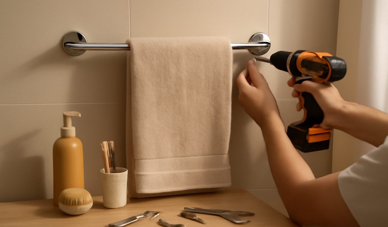 How to Install a Towel Rail and Bathroom Fittings