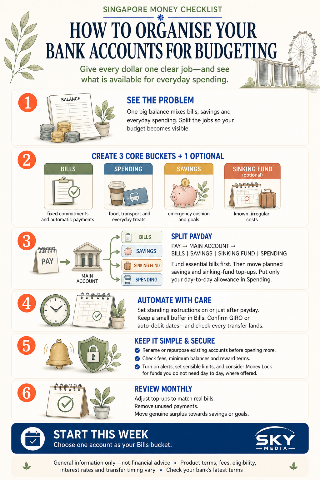 How to Organise Bank Accounts for Budgeting in Singapore infographic