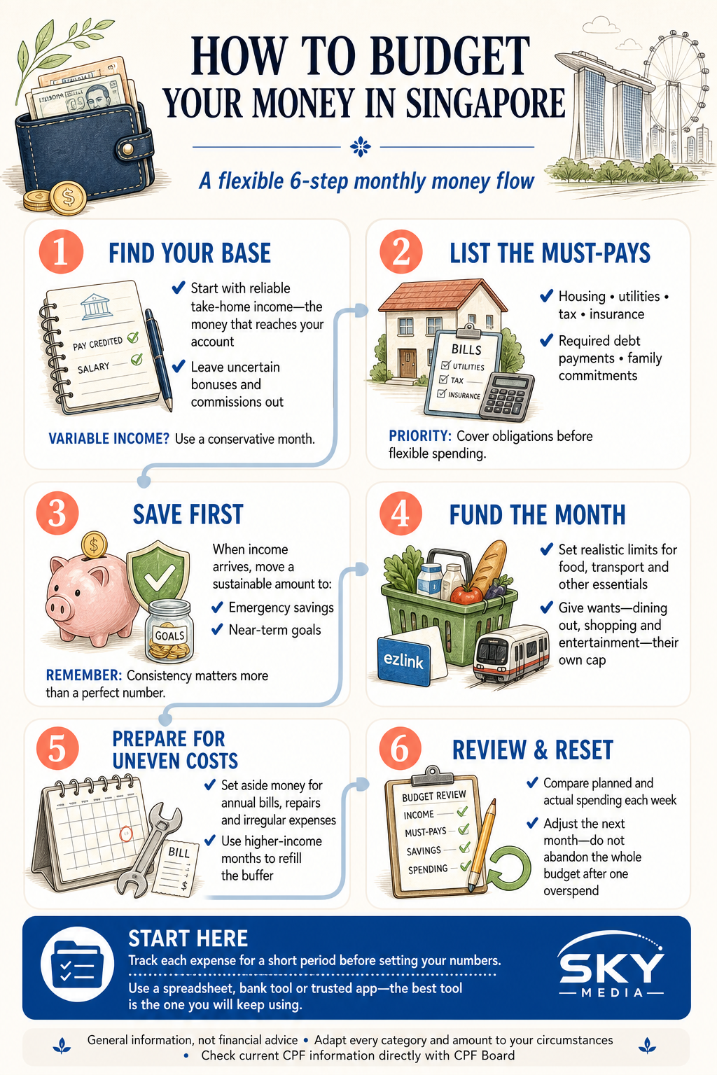 How to Budget Your Money in Singapore infographic