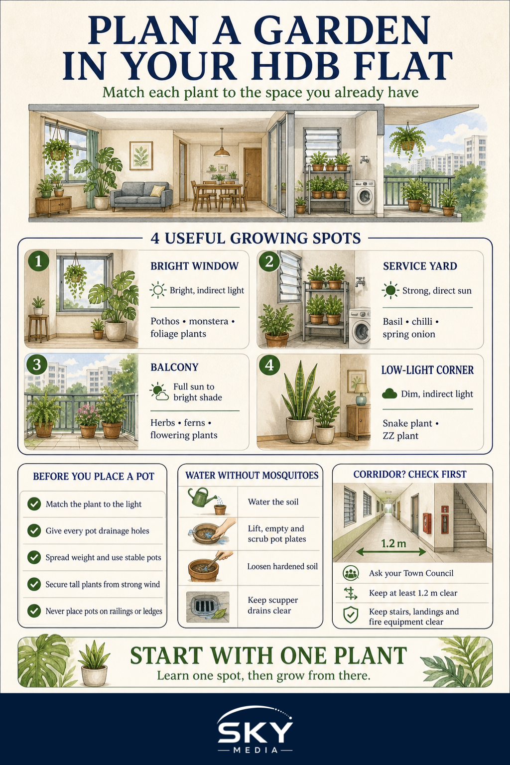 How to Garden in an HDB Flat in Singapore infographic