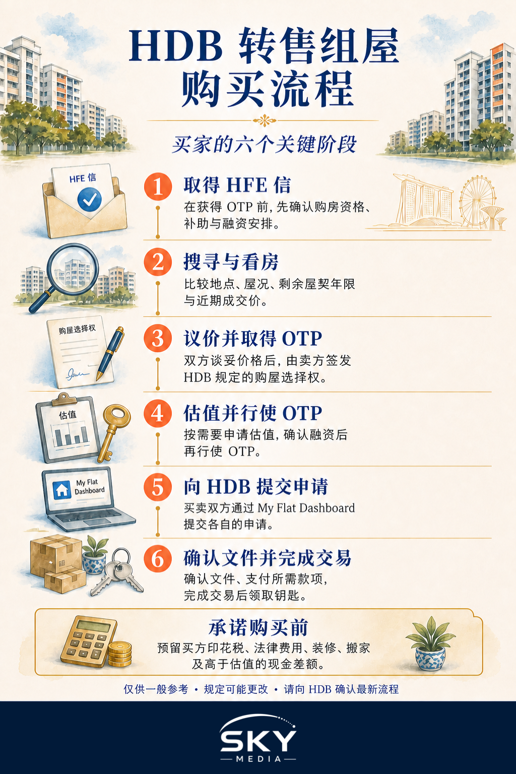 HDB转售组屋购买流程详解信息图