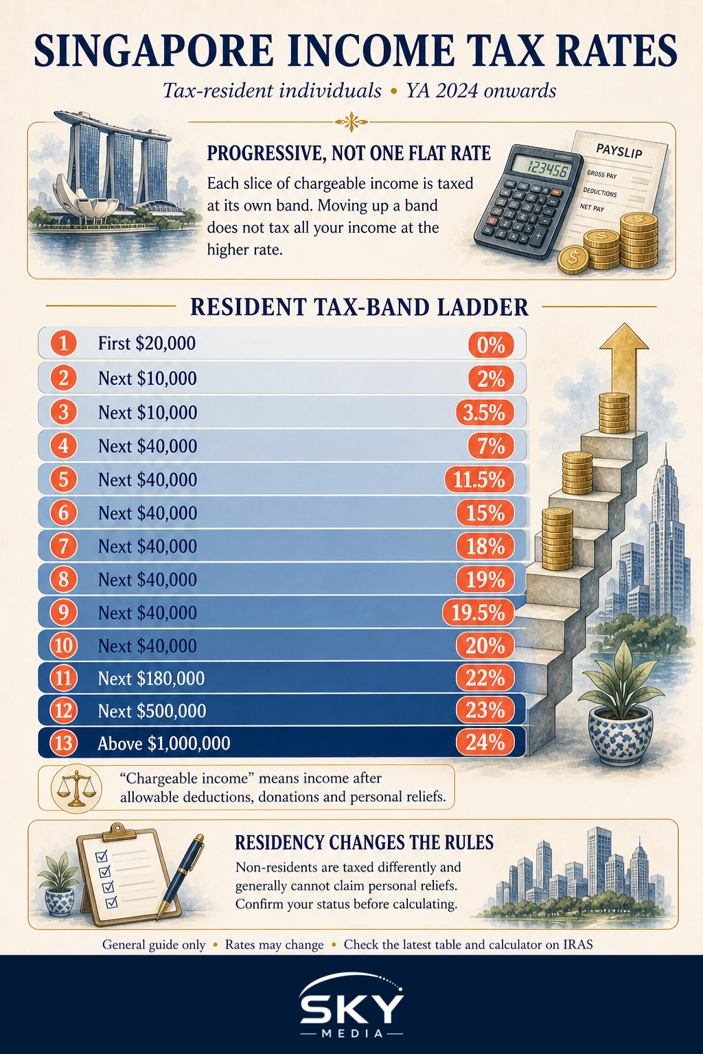 Singapore Income Tax Rates Explained infographic