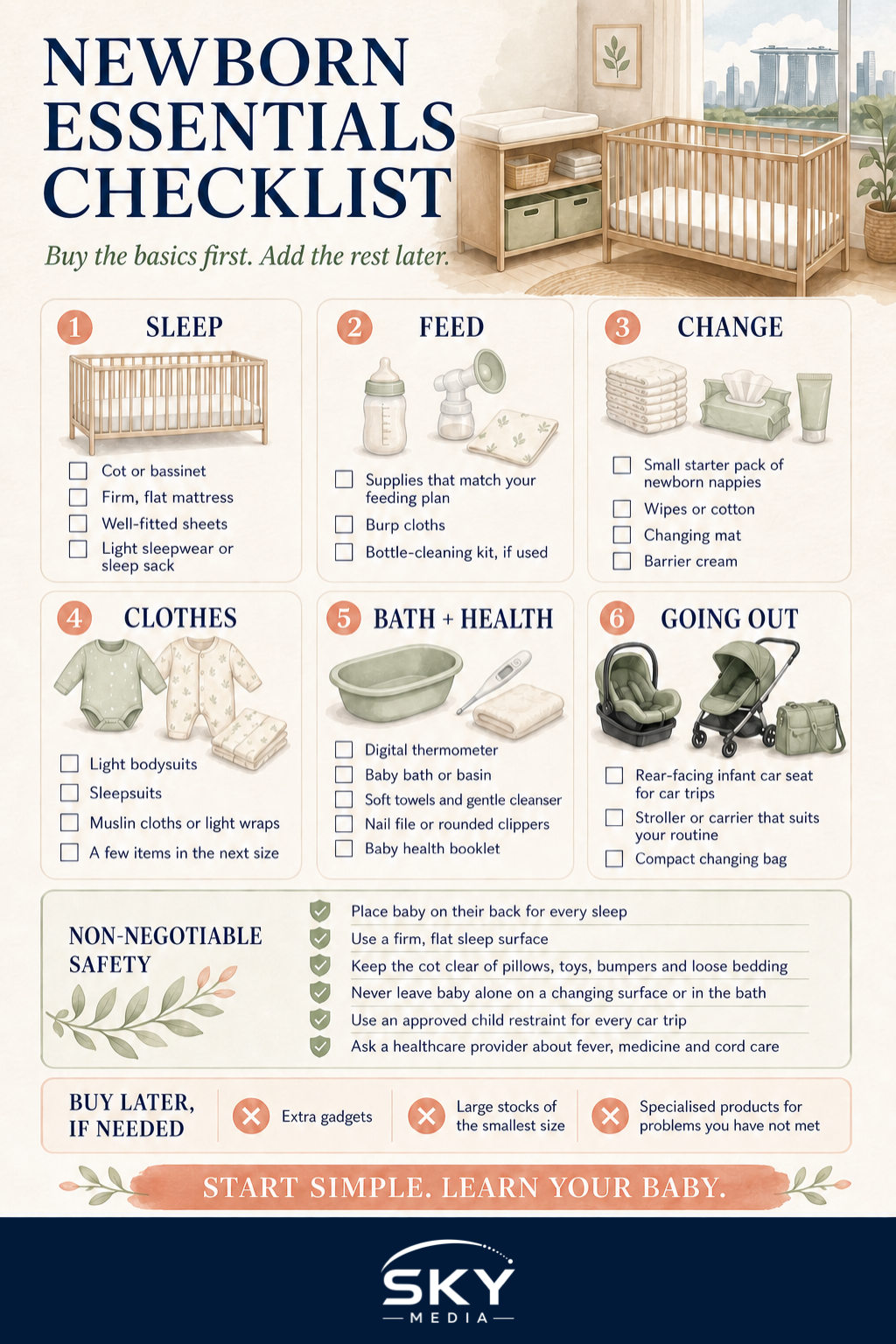 Newborn Essentials Checklist infographic