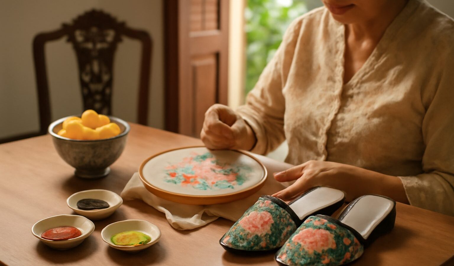 Peranakan Beadwork and Slippers in Singapore