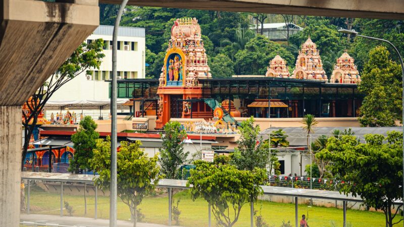 Praying at a Hindu Temple in Singapore
