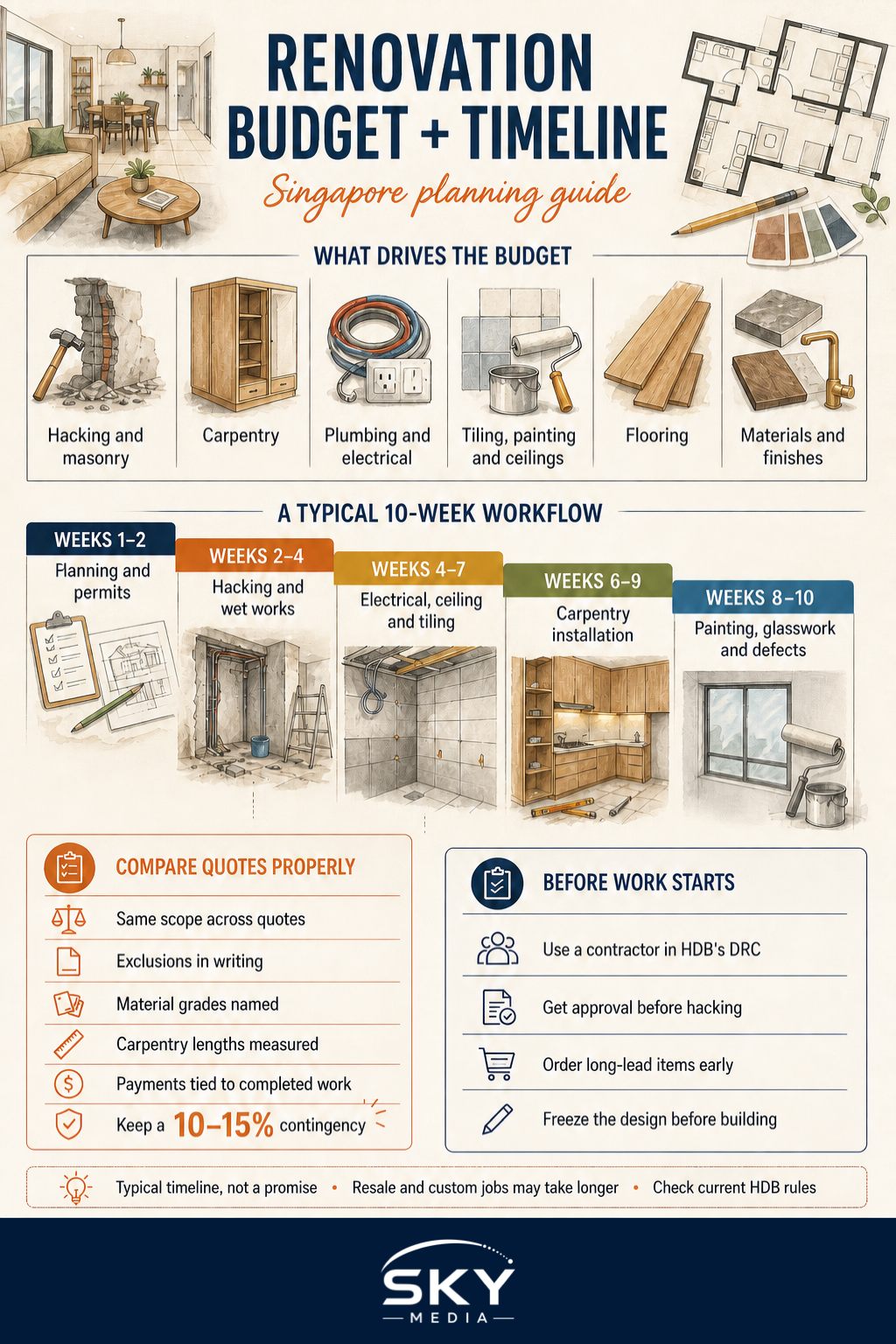 Renovation Cost and Timeline in Singapore infographic