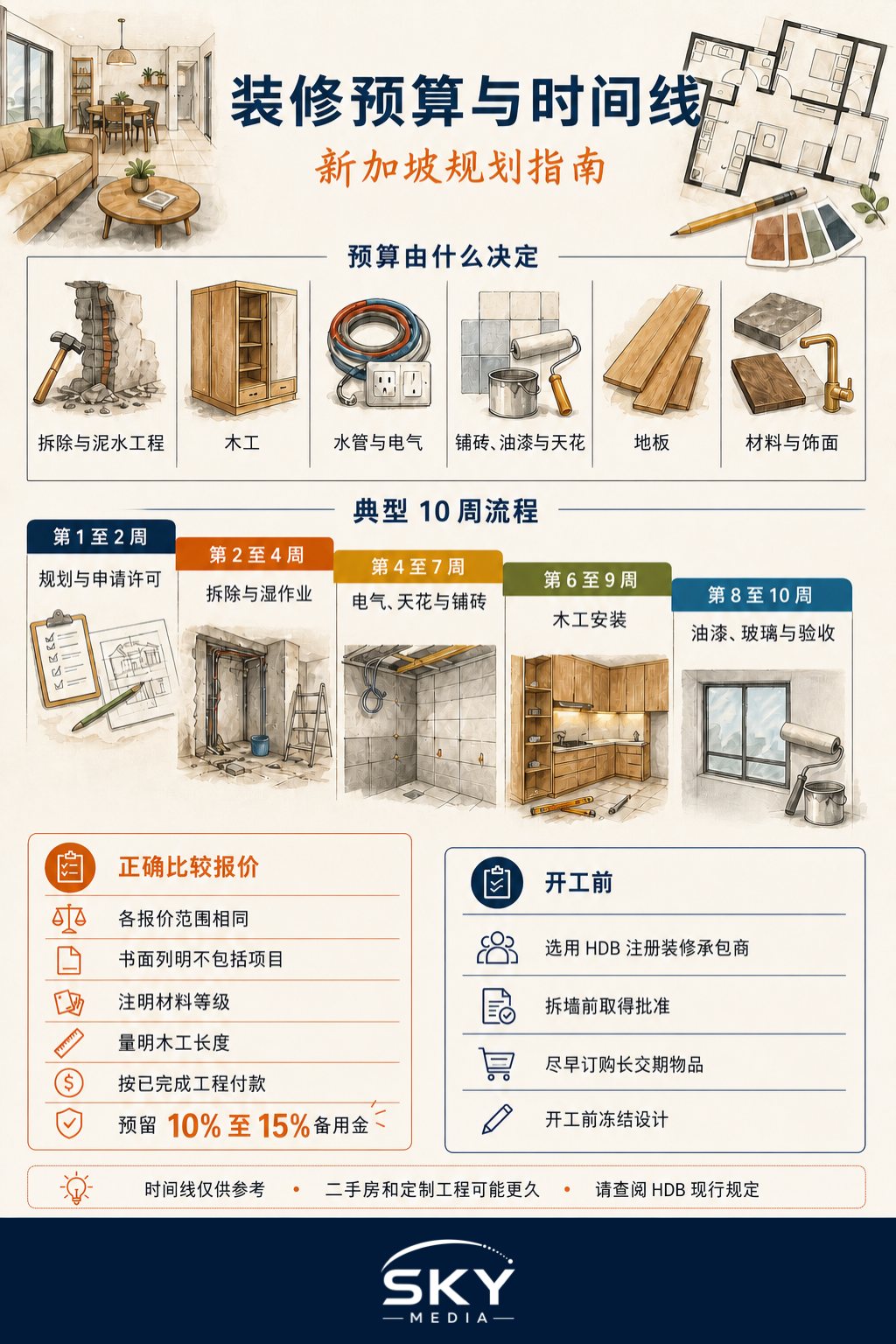 新加坡装修费用与时间表信息图