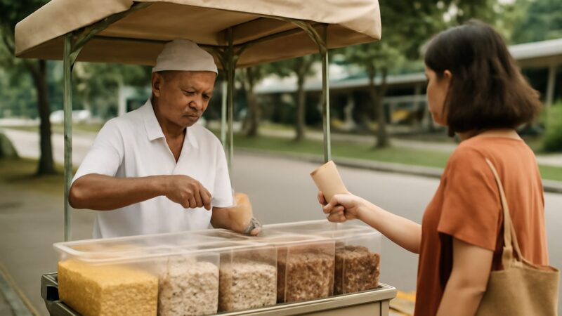 The Kacang Putih Man and Street Hawkers in Singapore