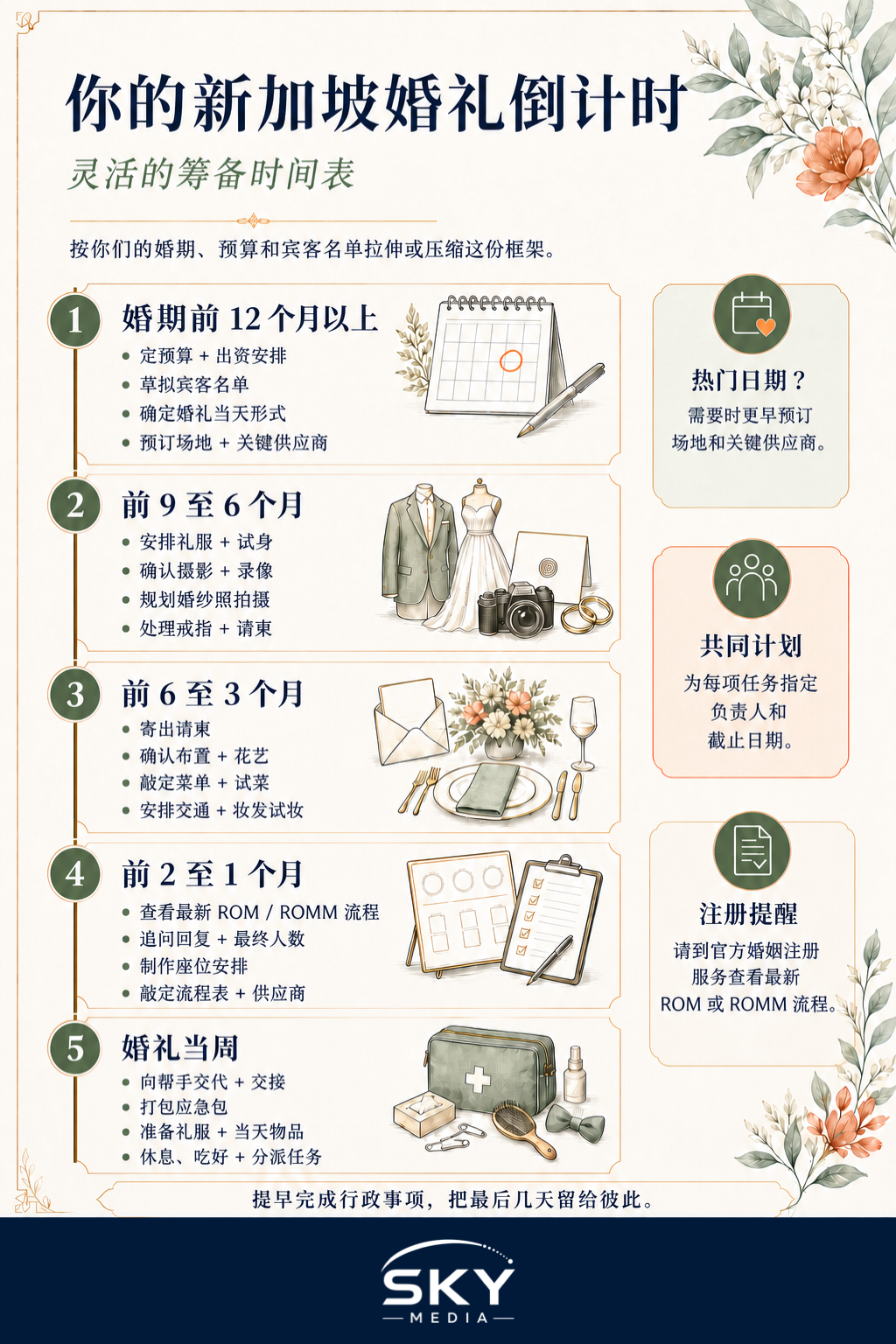 新加坡婚礼筹备时间表信息图